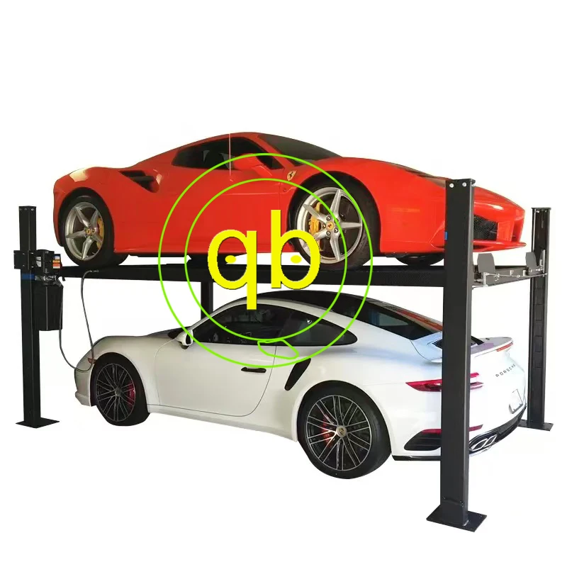 4-Post Two Layer Car Parking Lift System Mechanical Vehicle Garage Hydraulic 4 pole Parking Lift Equipment For House & Commerce