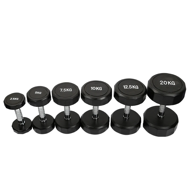 Eako sports gym home use 2.5kg-50kg free weights 12 sides rubber dumbbells