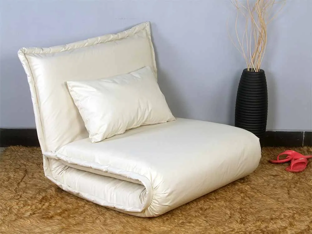 Living room Furniture White Floor Queen Futon Sofa Bed With Metal Frame Leisure Fabric Comfortable Sofa Cum Bed