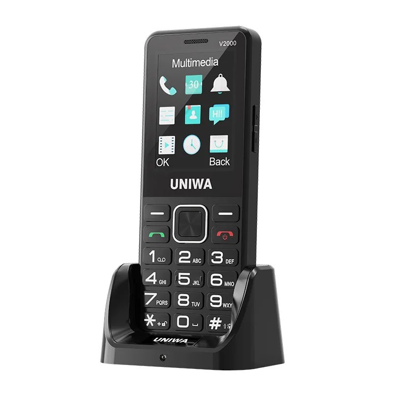 UNIWA V2000 IPS Big Fonts Dual SIM Card 4G Senior Phone with SOS Button