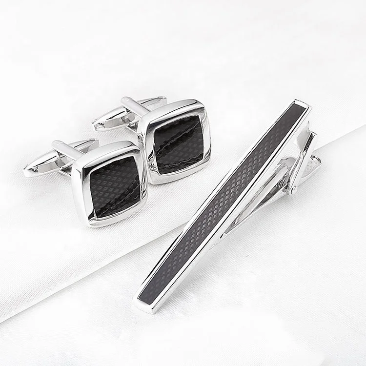 Индивидуальные высококачественные черные мужские квадратные новые комплекты галстуков и запонок из углеродного