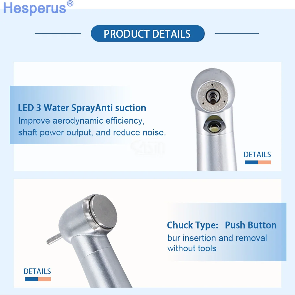 Dental Max LED E-generator Push Button High Speed Handpiece Air Turbine Triple Water Spray Handpiece B2/M4 Dentistry Tools