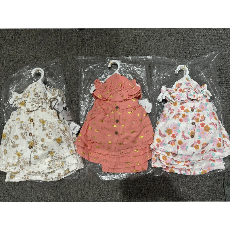 Fashion Wholesale Infant Girl 3PCS Cotton Clothing Set Newborn Baby Hat Top Underwear Outfit Comfortable Toddler Wear