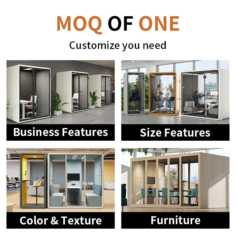 Soundproof Private Space Phone Booth Prefab Office Pod Meeting Booth Acoustical Hollow Glass Sound Indoor Office Pod