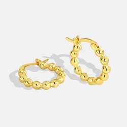 Trendy 18k Gold Plated Brass Gold Plated Beaded Huggie Balls Earrings