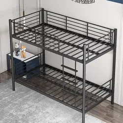 Cheap Durable Home School Bunk Bed with Stairs Stainless Metal Dormitory Hospital Use Black Customized Double-decker