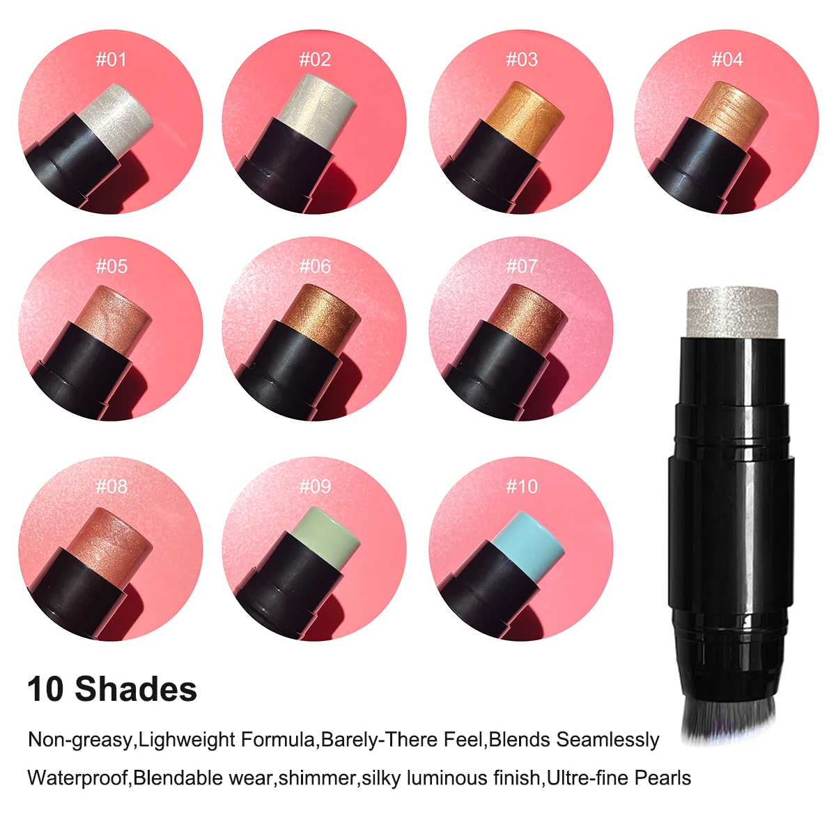 Cruelty free high pigmented waterproof eyeshadow pencil shimmer face body glitter private label eyeshadow stick