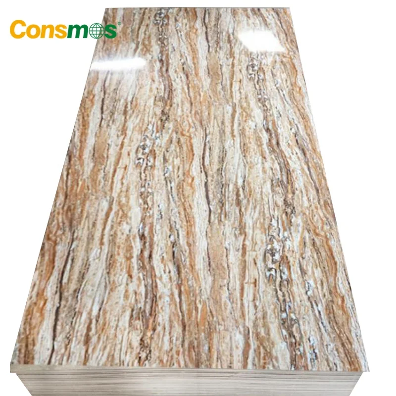 Hot Sale 1220mm*2800mm High Gloss Interior PVC UV Marble Sheet Wall Panel for Decoration