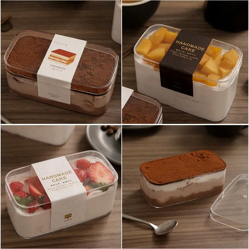 Hot sale disposable customized hard plastic container any color dessert cup plastic cake box