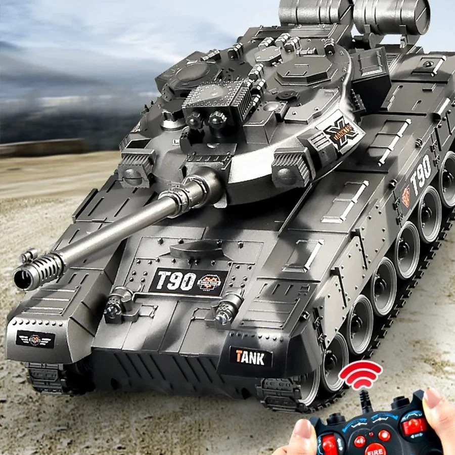 1:24 27MHz Remote Control Russia T90 Tank RC Tank Military Battle Model Toy Car Rc Crawler Toy Men
