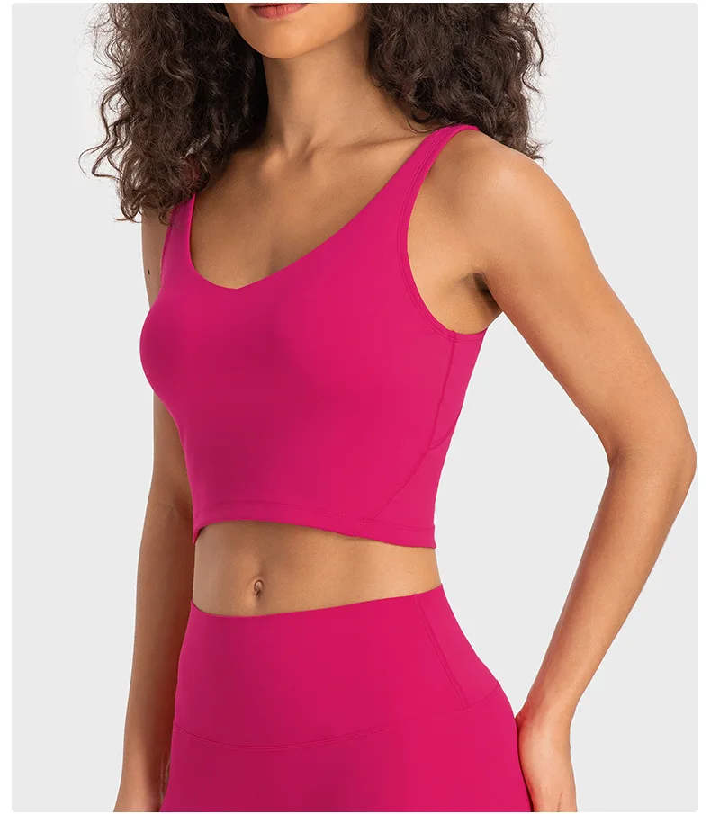 S2054 Lulu Buttery Soft Align Yoga Push Up Tank Top Shock Proof Fitness Yoga Crop Top longline sports bra  Activewear gym wear