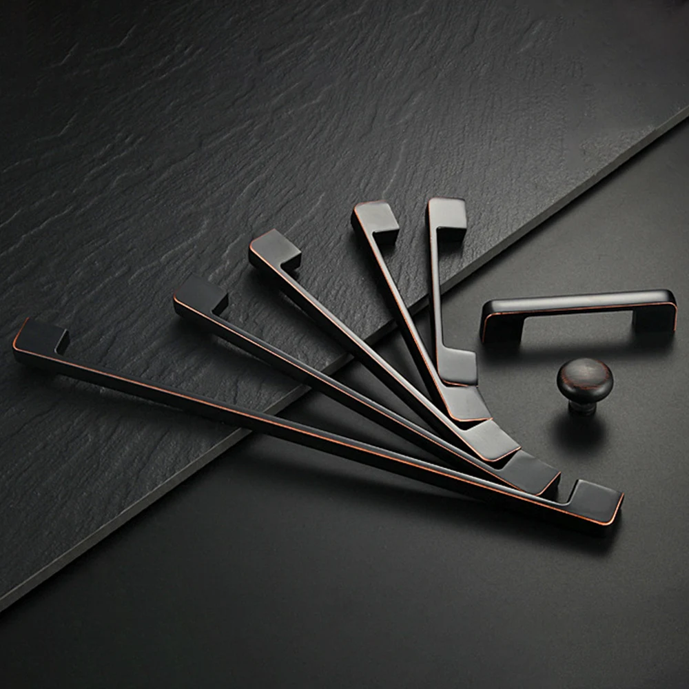 Modern Bedroom Furniture Drawer Wardrobe Cabinet Handles Brass Black Metal Drawer Handle Zinc Alloy 1pc Handle 