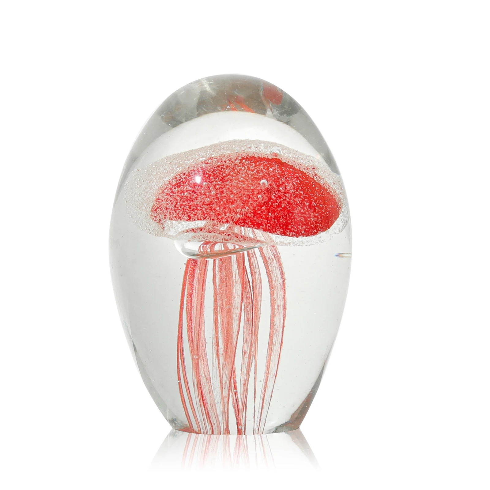Handmade Paperweight  Blown Glass Crystal Jellyfish Art Statue for Desk & Fish Tank Ornament Home Decor