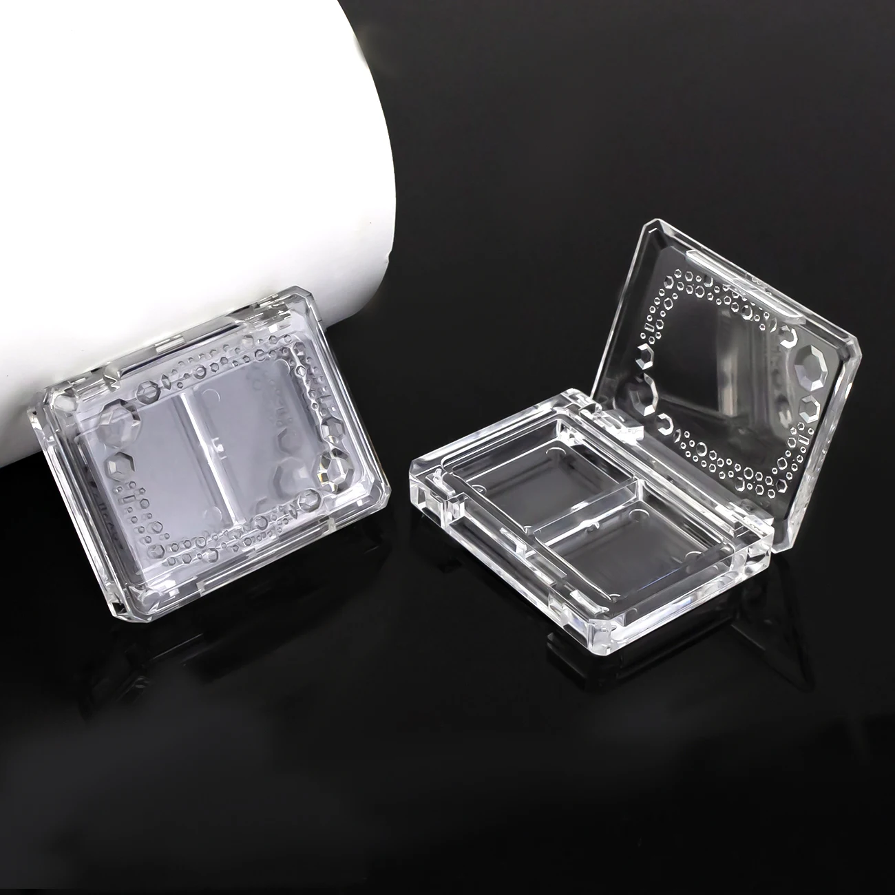 Cosmetic packaging clear plastic 2-color eye shadow palette empty eyeshadow dispenser blush palette private label