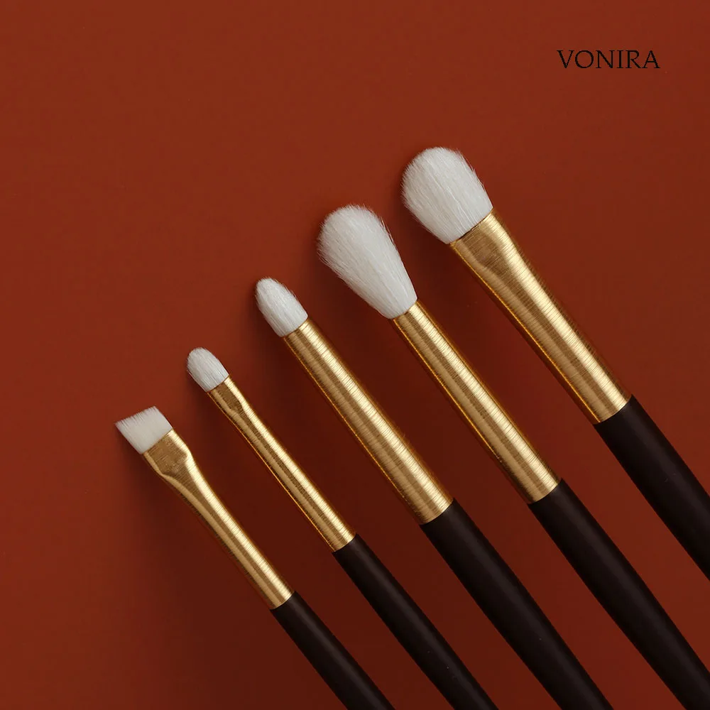 Vonira OEM Professional 8 Pieces Golden Natural Animal Goat Hair Makeup Brush Set Free Sample Customised Cosmetic Brushes Making