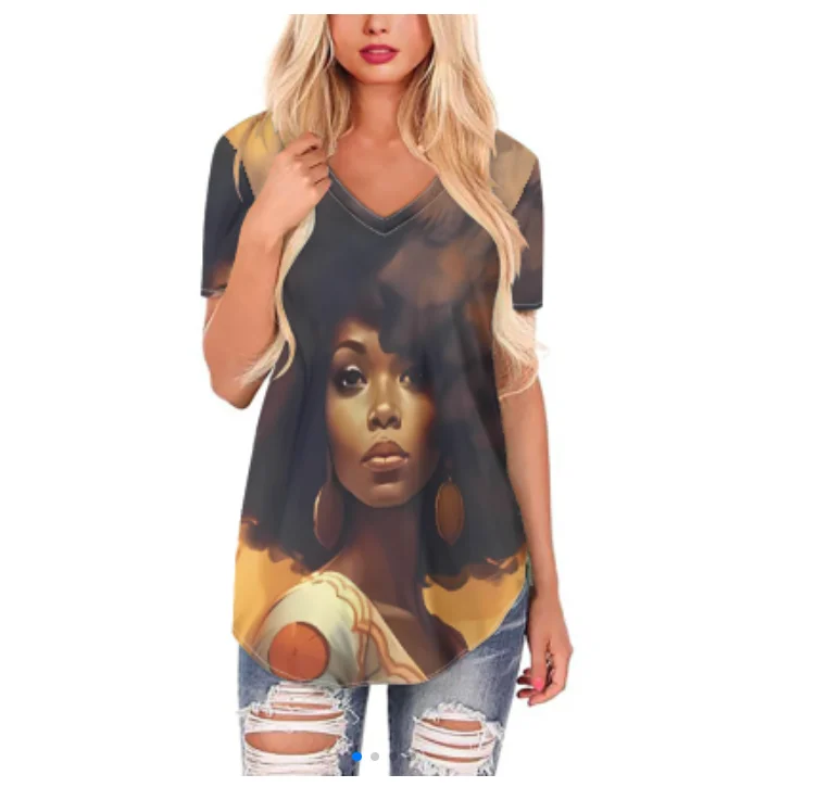 Dropshipping Ladies T Shirts Beautiful African Women Print Woman Blouses Wholesale Custom Picture Blouses and Shirts for Women