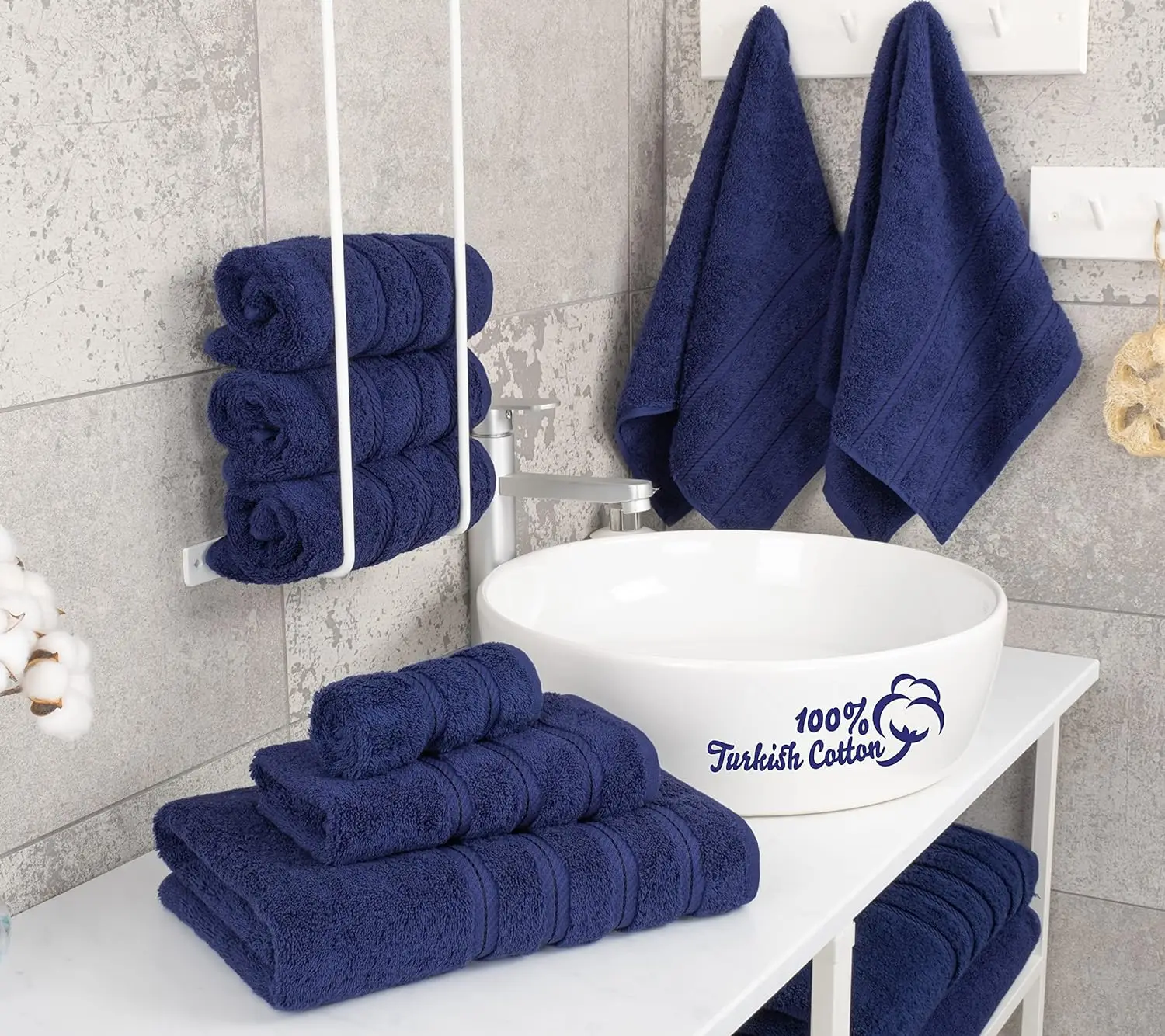 CF CNWH02 Luxury Custom Cotton Hand Towels Set Premium Quality Soft and Absorbent Sustainable for Bath or Home Use for Adults