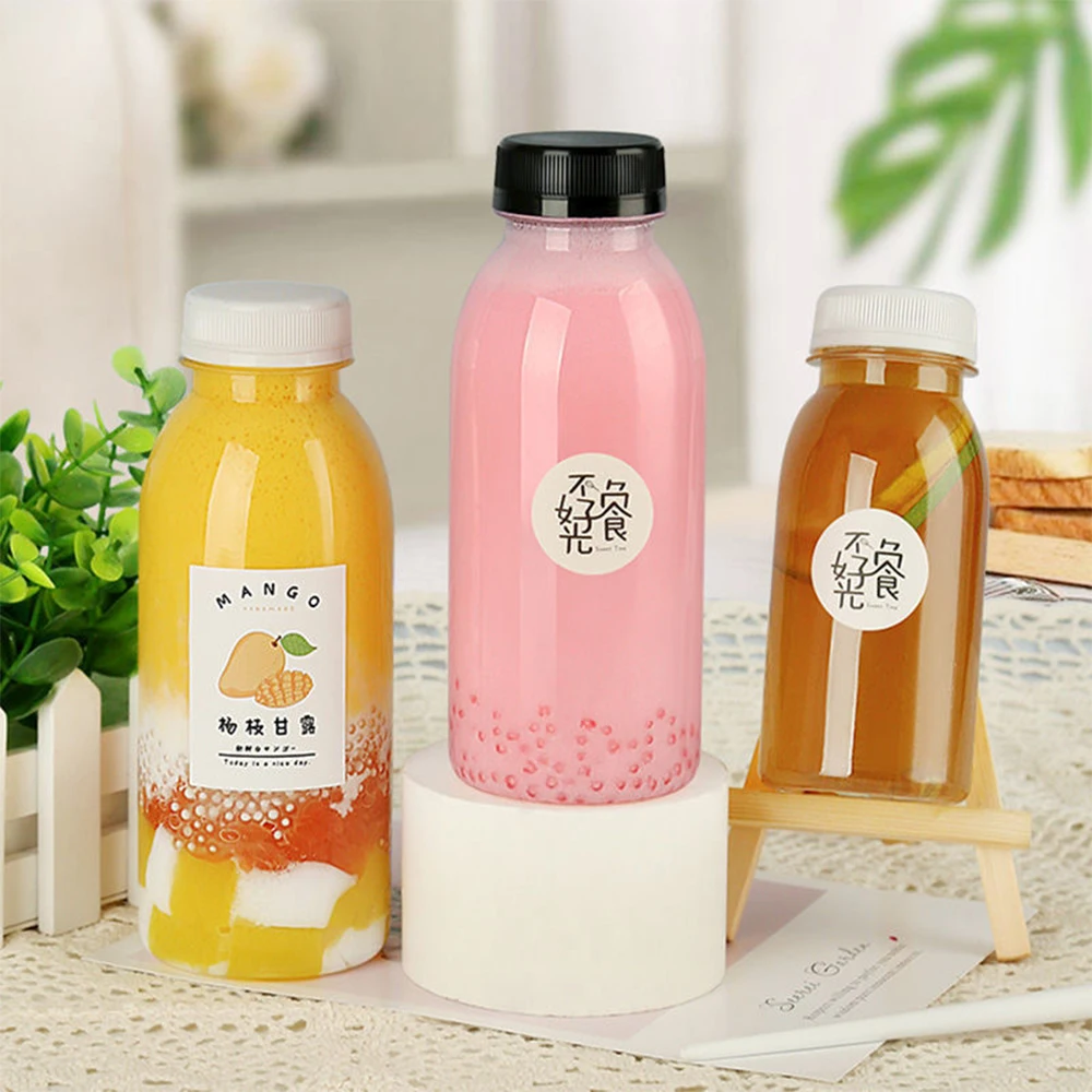 Disposable Milk Tea PET Bottle 1 Liter with lid Plastic Juice Bottles Boba Tea Bottles