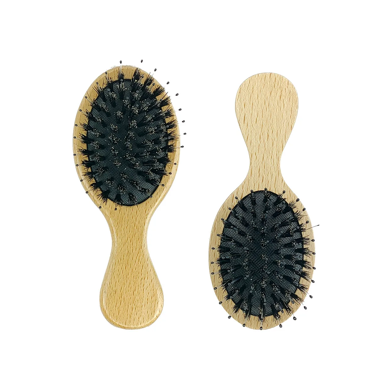 New Wood Handle Natural Boar Bristle Hair Brush Small Hair Brush Bristle Nylon New Salon Detangling Hair Comb