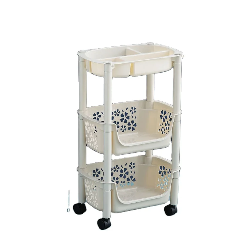 Bathroom bedroom kitchen crevice storage rack floor-standing plastic pulley gap rack