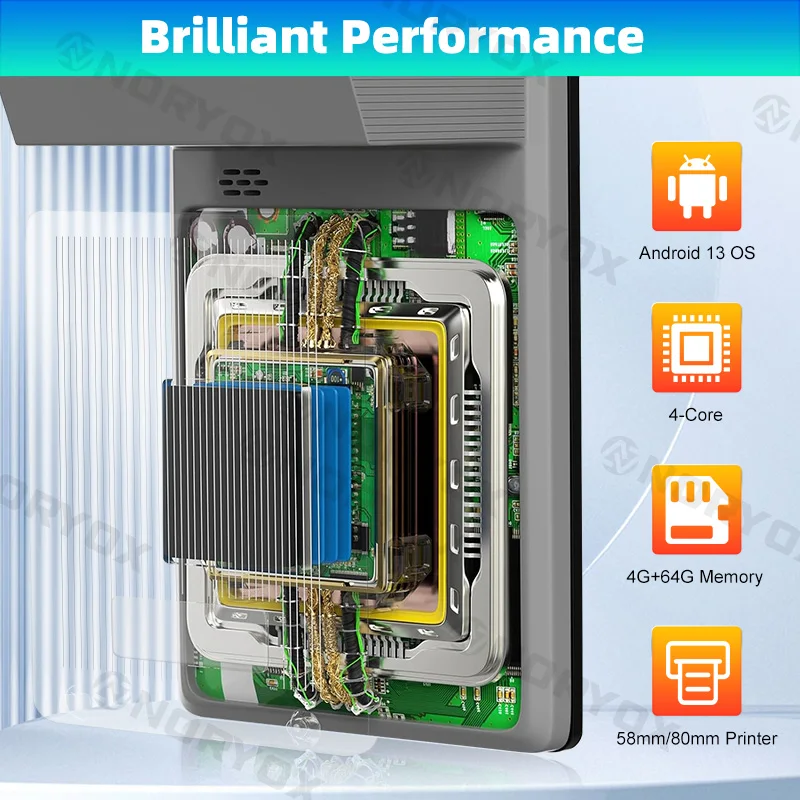 NORYOX NB80R Высокое Качество POS машина с 80 мм Принтер Android13 портативный терминал портативная система Pos сенсорный экран Мобильный