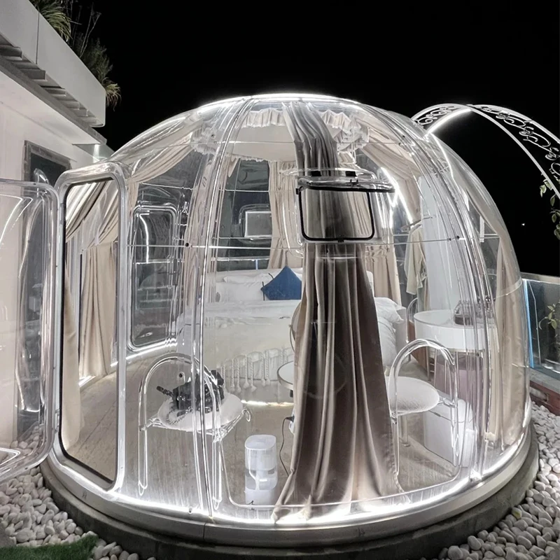 Full House  Prefabricated Dome Houses Green Transparent Luxury Bubble Home Polycarbonate Dome