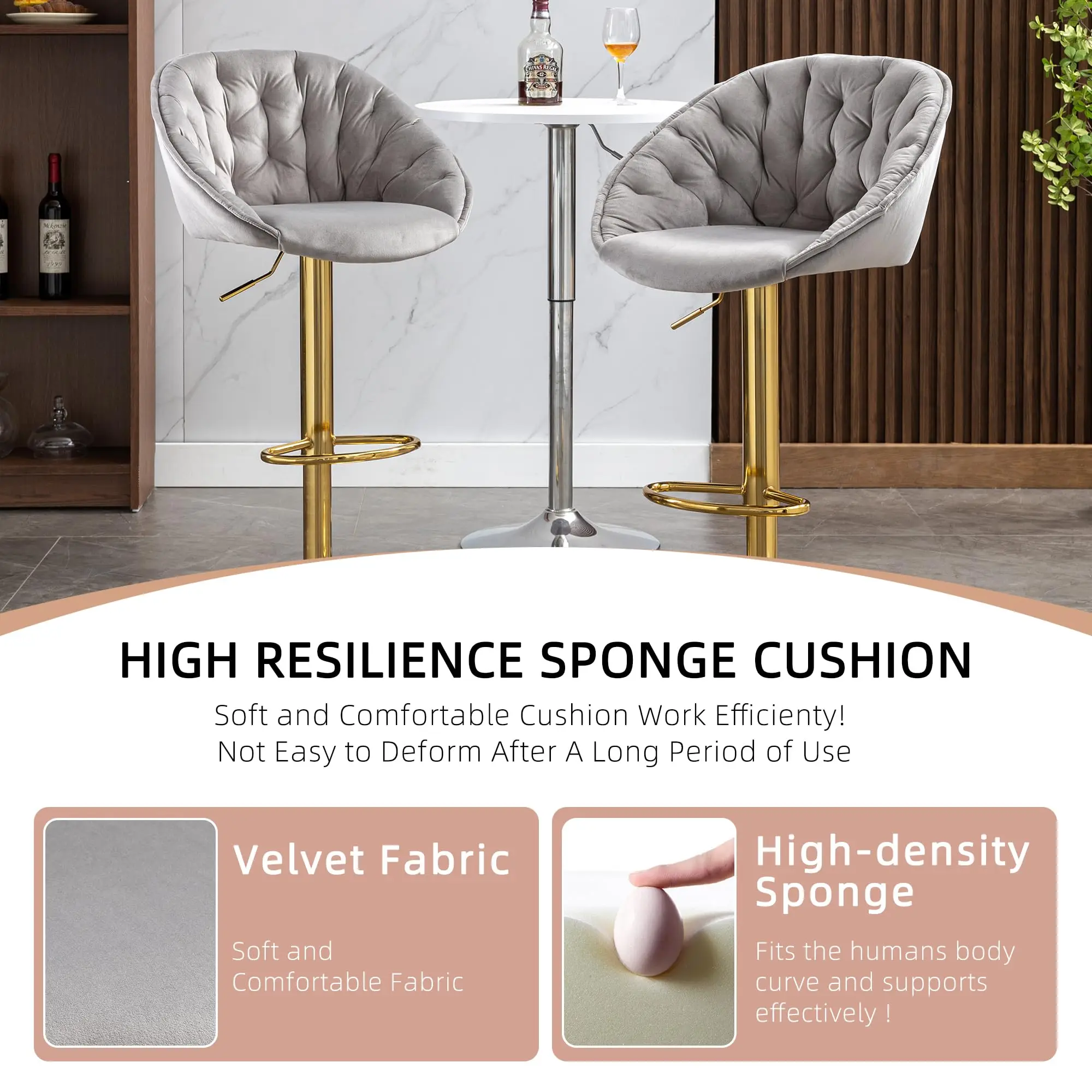 Wholesale Luxury Leather Swivel  Stool Bar Stool High Chairs With Arms