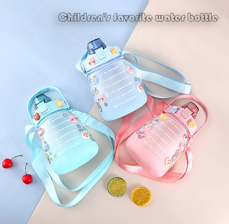 45Oz Kids Water Bottle With Sticker 1.3L Large Capacity Big Belly Water Bottles Tomatodos Kawaii For Children