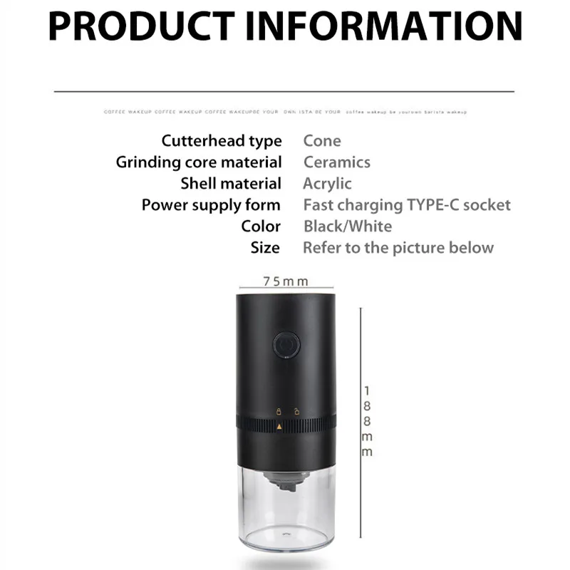 Wholesale Outdoor Travel Mini Single Dose Automatic Adjustable Conical Burr Portable USB Coffee Electric For Sale