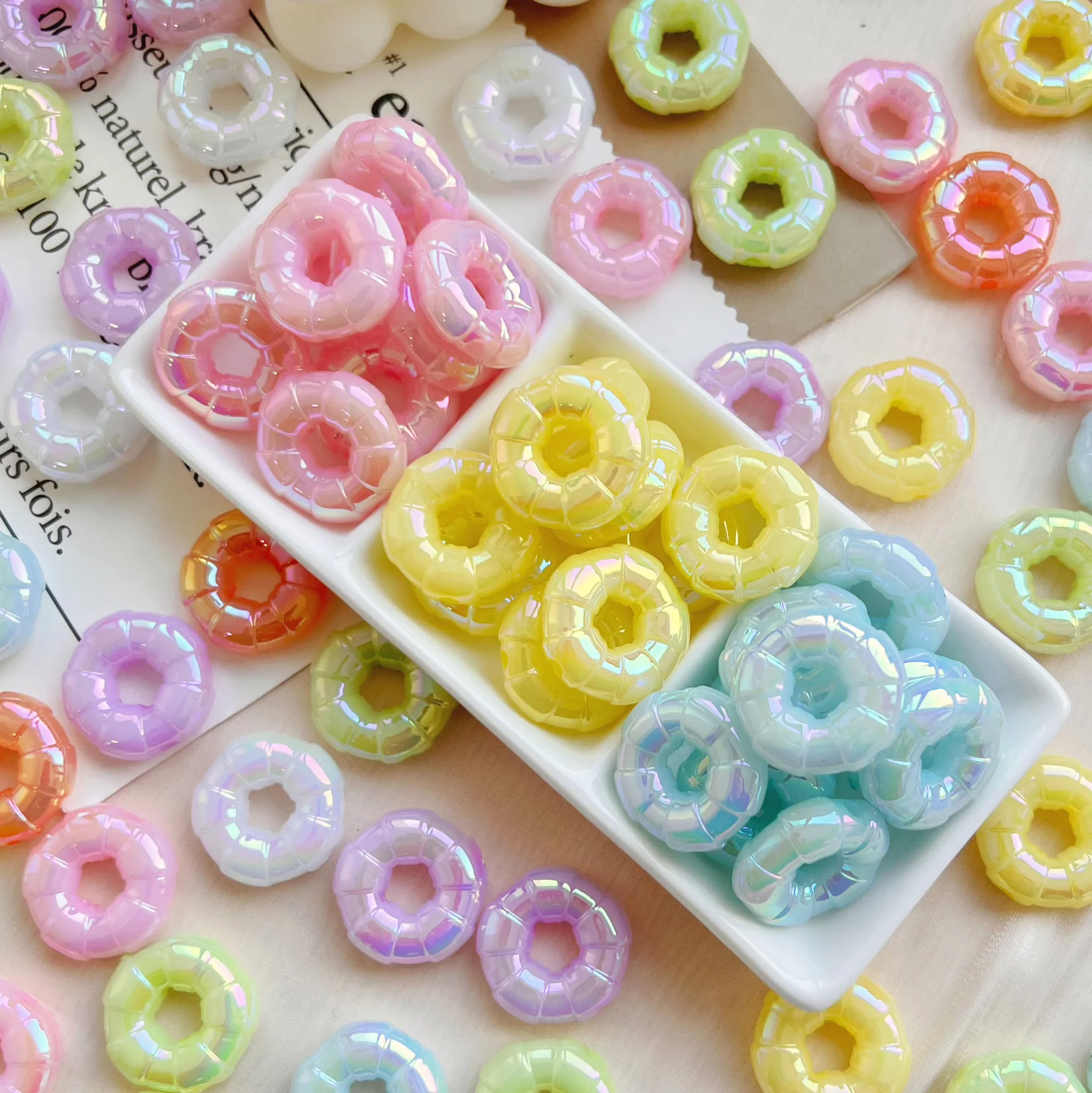 high quality  hot sell Jelly color series donut shape beads Acrylic loose beads for diy jewelry making