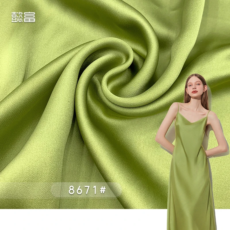 Luxury Glossy Metallic Liquide Imitation  Viscose Taffeta Spandex Silk Polyester 8671# Lining Knitted Crepe Acetate Satin Fabric