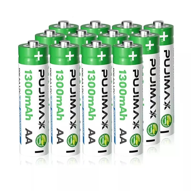 PUJIMAX Wholesale aa rechargeable battery pack 12pcs 1.2v nimh aa battery 1300mah 2a nimh batteries for alarm clock toy car