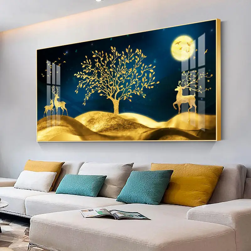 Modern Entrance Decoration Lucky Luxury Low Price Wholesale Porcelain Abstract Painting Crystal