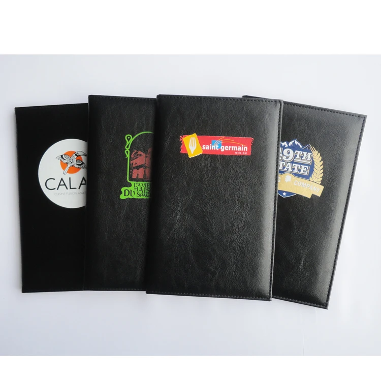 Customized Silk screen print leather restaurant bill holder