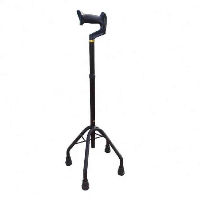 Light weight Ergonomic Handle Adjustable  Quad Walking Cane Quad Stick for disabled  and elder walking aid Stick With Large Base