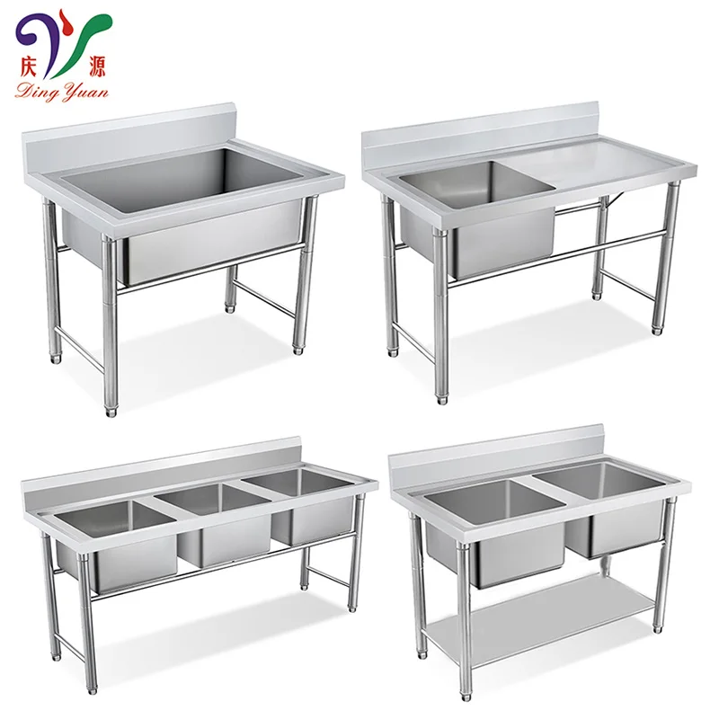 Chinese manufacturer industrial silver 304 stainless steel kitchen sink with double bowl & workstation for catering hotel use