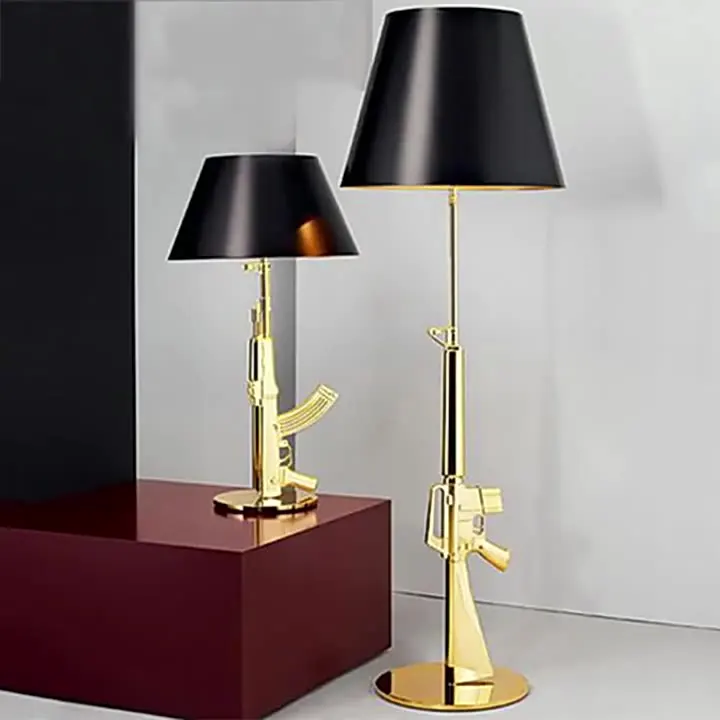 UCHOME gold-plated pistol table lamp hotel bedside lamp personality long gun shape floor lamp