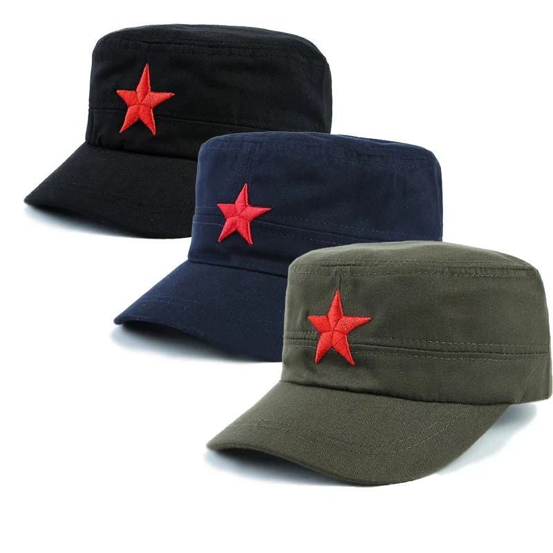 Wholesales Communist Hat China Red Star A-rmy Hat A-rmy Green Hat