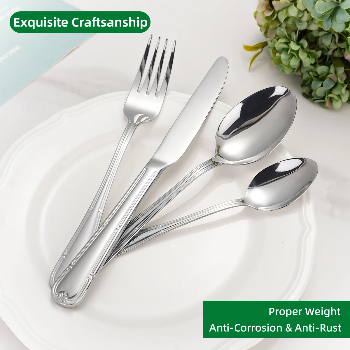 Middle East 4/36/144-Pce Wholesale Silverware Stainless Steel Mirror Polishing Silver Flatware Knife Spoon Fork Cutlery Set