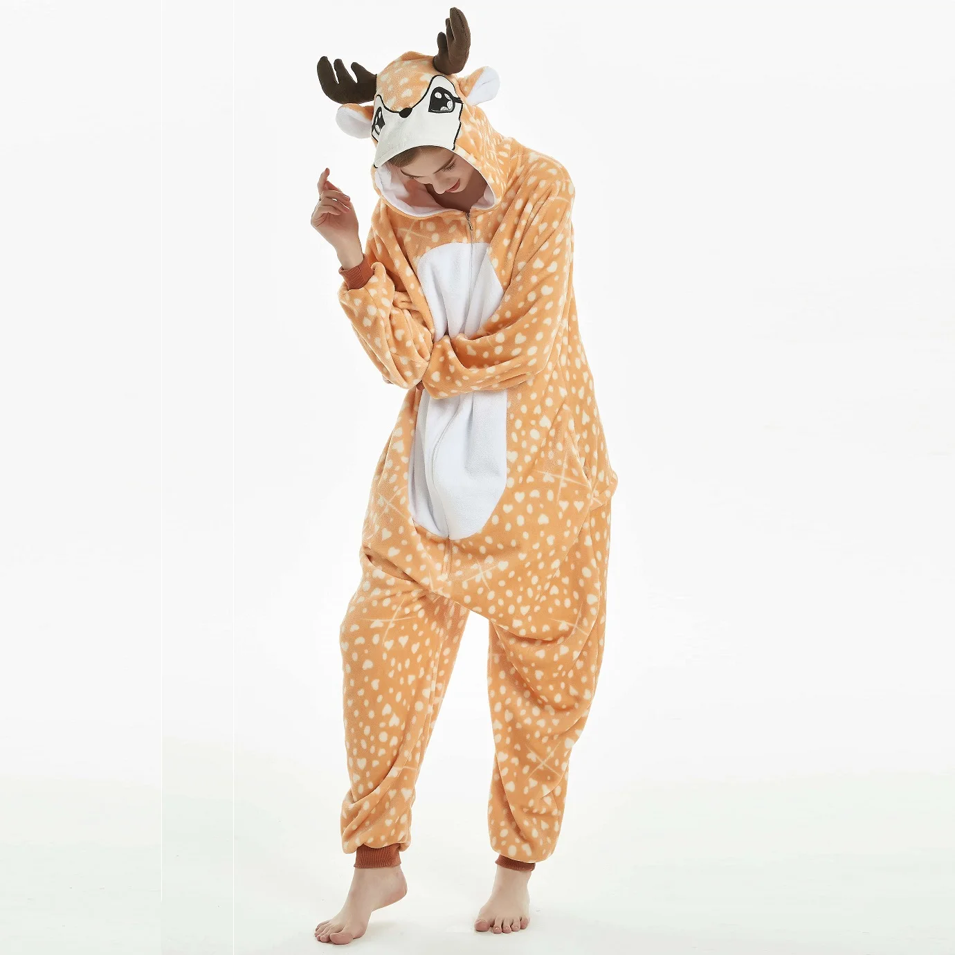 IN-STOCKED Retail Wholesale Costume Cosplay Lion Cartoon Animal Pajamas Flannel Cosplay Pyjamas Adult Party Sleepwear