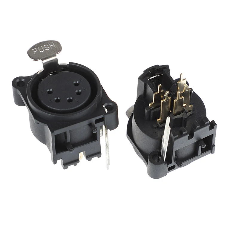 Right Angle Plastic Xlr Connector 6 Pins Female Xlr Balanced Audio Caron Chassis Panel Mount Female Socket