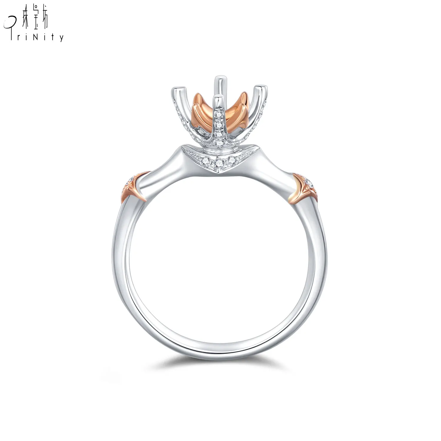 Hongkong Wholesale Custom Design Jewelry 18 Carat Yellow Gold Semi Mount Ring Without The Main Stone Engagement Ring For Women