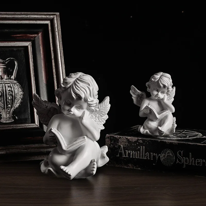 Wholesale Resin Angel With Book Garden Statue Angel Resin Figurines Resin Angel Cherub Wings Figurine