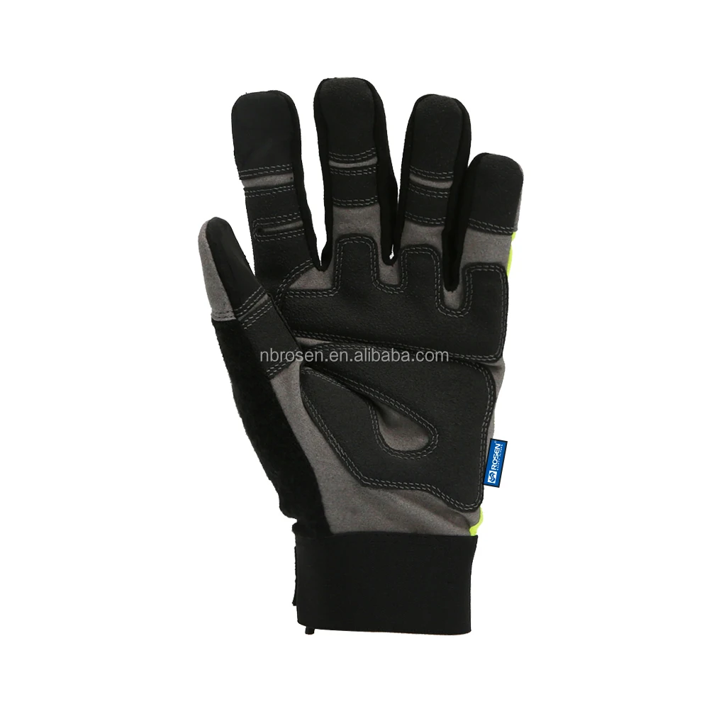 High Visibility Traffic Anti-Vibration Impact Custom Logo Reflective Microfiber Breathable Safety Work Mechanic Gloves