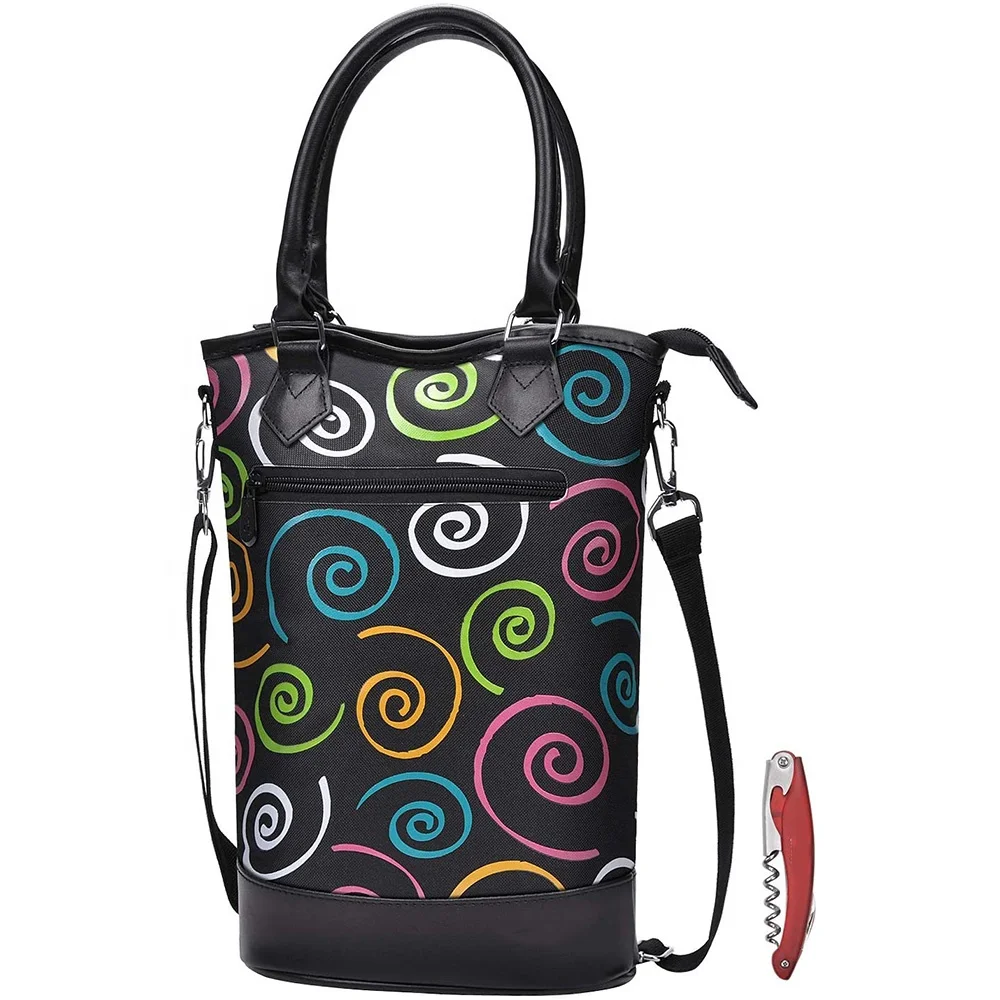 
2 Bottle Wine Carrier Bag Tote Insulated champagne tote bag Waterproof picnic BOX wine cooler bag 