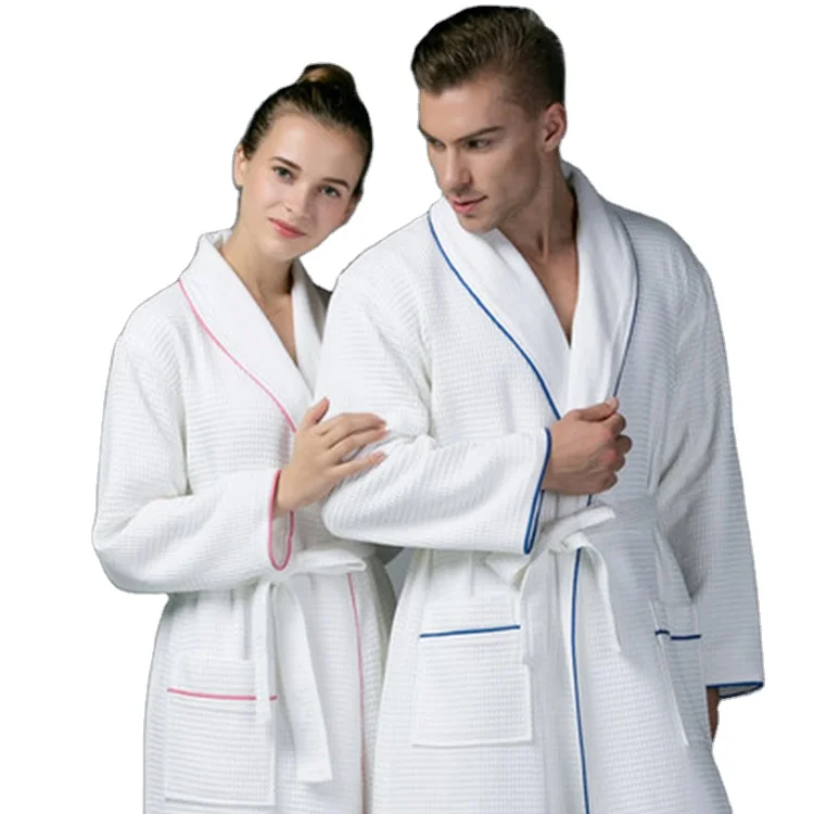 Банный халат S & J из хлопка и вафельной ткани для отеля, банный халат с логотипом на заказ, 100% длинный банный халат для отеля, роскошный халат для спа