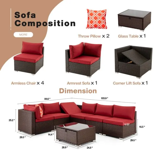 Conversation table rattan chair bistro set patio sectional furniture outdoor patio garden sets wicker sofa set living