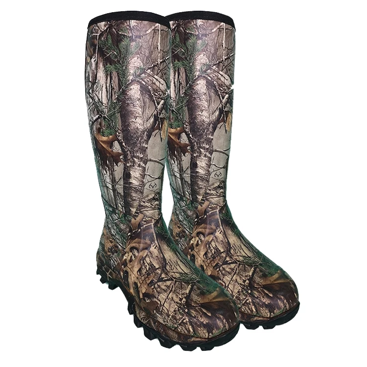 
Wholesale Customizable Camo Print Rubber Hunting Boots Hiking Shoes 