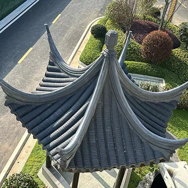 Matte grey japanese garden pagodas roof clay roof tiles