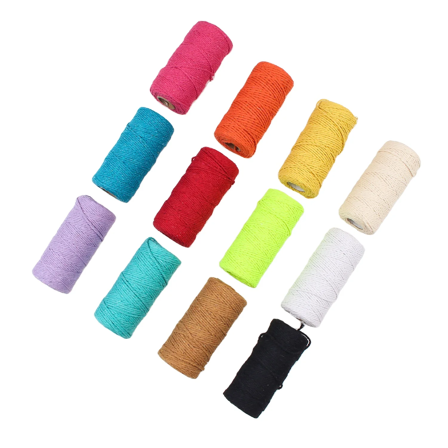 2mm Colored Cotton Rope and Cotton Thread DIY Handmade Decorative Gift Packaging Bundled with 100 Meters Cotton Rope RC06261004